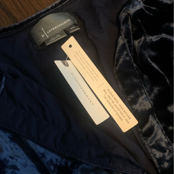 Anthropologie XXS NWT Somerset Velvet Edition Maxi Dress Long Tiered Navy Blue - Picture 6 of 11